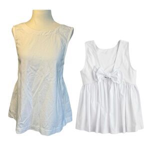 J. Crew Big Bow Back Poplin Sleeveless Blouse White Cotton Knit S